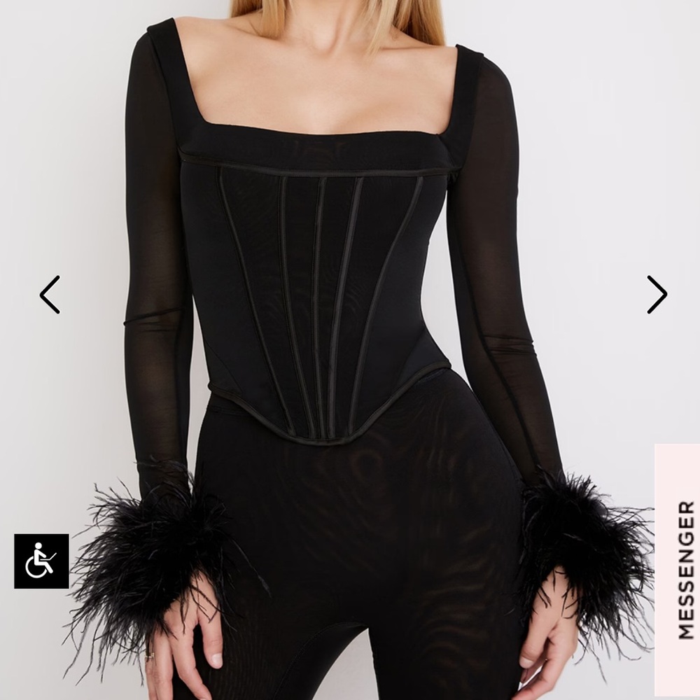 House of CB Stella Ostrich Feather Trim Bustier